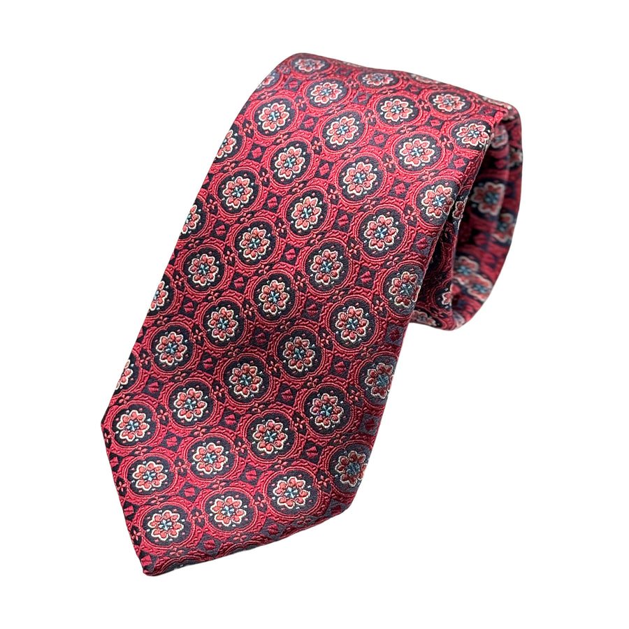 James Adelin Mens Luxury Silk Neck Tie in Geometric Weave Design