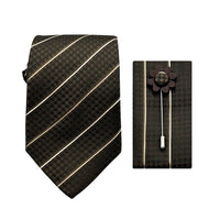 James Adelin Luxury Stripe 7.5cm Width Tie/Pocket Square/Lapel Pin Combo Set