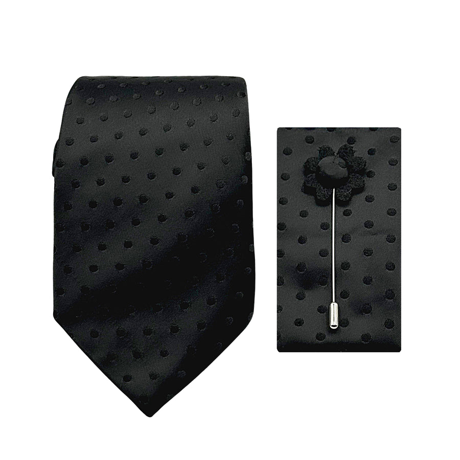 James Adelin Satin Spotted 7.5cm Width Tie/Pocket Square/Lapel Pin Combo Set