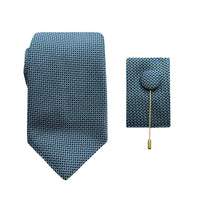 James Adelin Luxury Textured Geometric Weave 7.5cm Width Tie/Pocket Square/Lapel Pin Combo Set