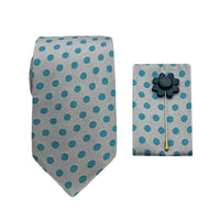 James Adelin Luxury Textured Polka Dot Weave 7.5cm Width Tie/Pocket Square/Lapel Pin Combo Set