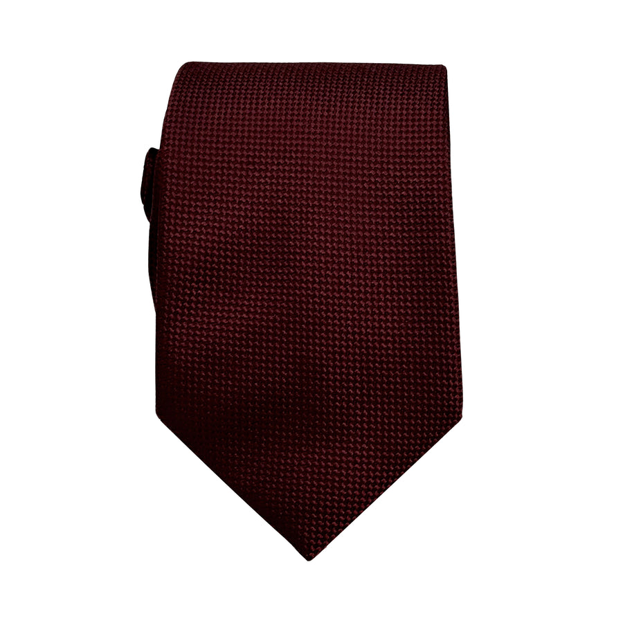 James Adelin Luxury Oxford Weave 7.5cm Tie in Dark Burgundy