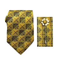 James Adelin Luxury Quatrefoil 7.5cm Width Tie/Pocket Square/Lapel Pin Combo Set