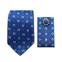 James Adelin Luxury Geometric 7.5cm Width Tie/Pocket Square/Lapel Pin Combo Set