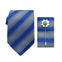 James Adelin Luxury Geometric Stripe 7.5cm Width Tie/Pocket Square/Lapel Pin Combo Set