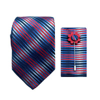 James Adelin Luxury Striped 7.5cm Width Tie/Pocket Square/Lapel Pin Combo Set