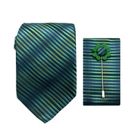 James Adelin Luxury Striped 7.5cm Width Tie/Pocket Square/Lapel Pin Combo Set