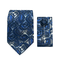 James Adelin Luxury Textured Check Paisley 7.5cm Width Tie/Pocket Square/Lapel Pin Combo Set