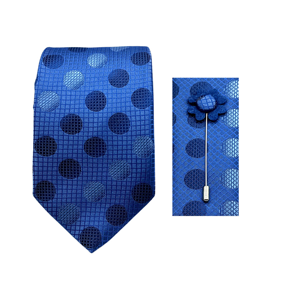 James Adelin Luxury Geometric Spotted 7.5cm Width Tie/Pocket Square/Lapel Pin Combo Set