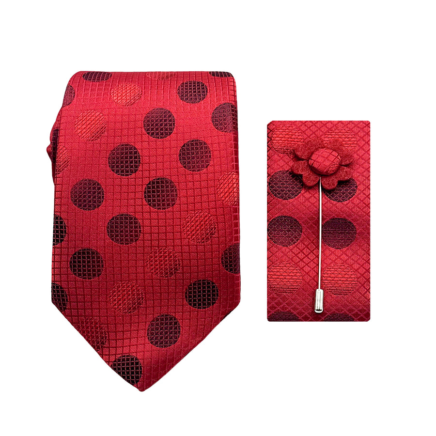 James Adelin Luxury Geometric Spotted 7.5cm Width Tie/Pocket Square/Lapel Pin Combo Set