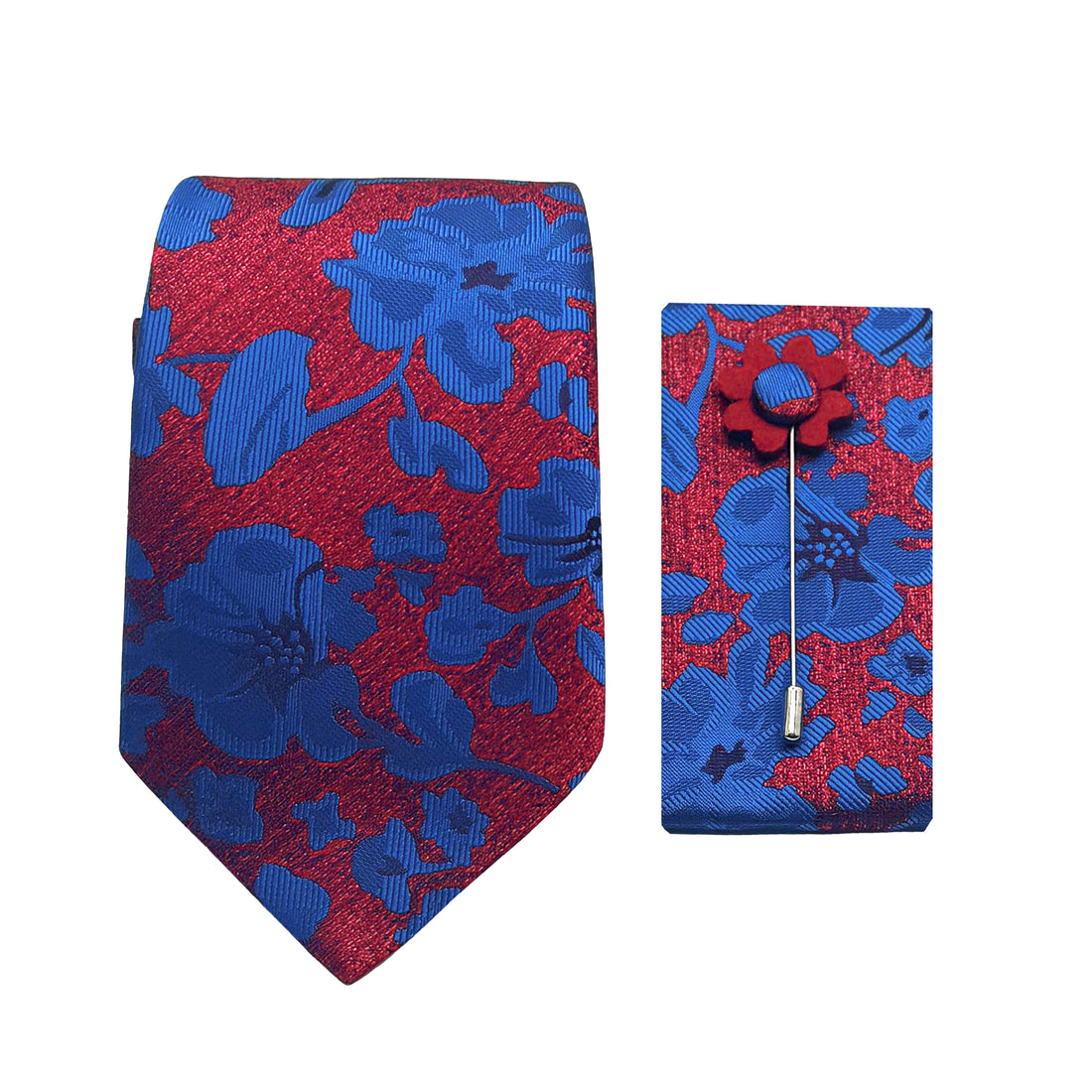 James Adelin Luxury Textured Floral 7.5cm Width Tie/Pocket Square/Lapel Pin Combo Set