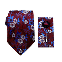 James Adelin Luxury Lush Floral 7.5cm Width Tie/Pocket Square/Lapel Pin Combo Set