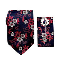 James Adelin Luxury Lush Floral 7.5cm Width Tie/Pocket Square/Lapel Pin Combo Set