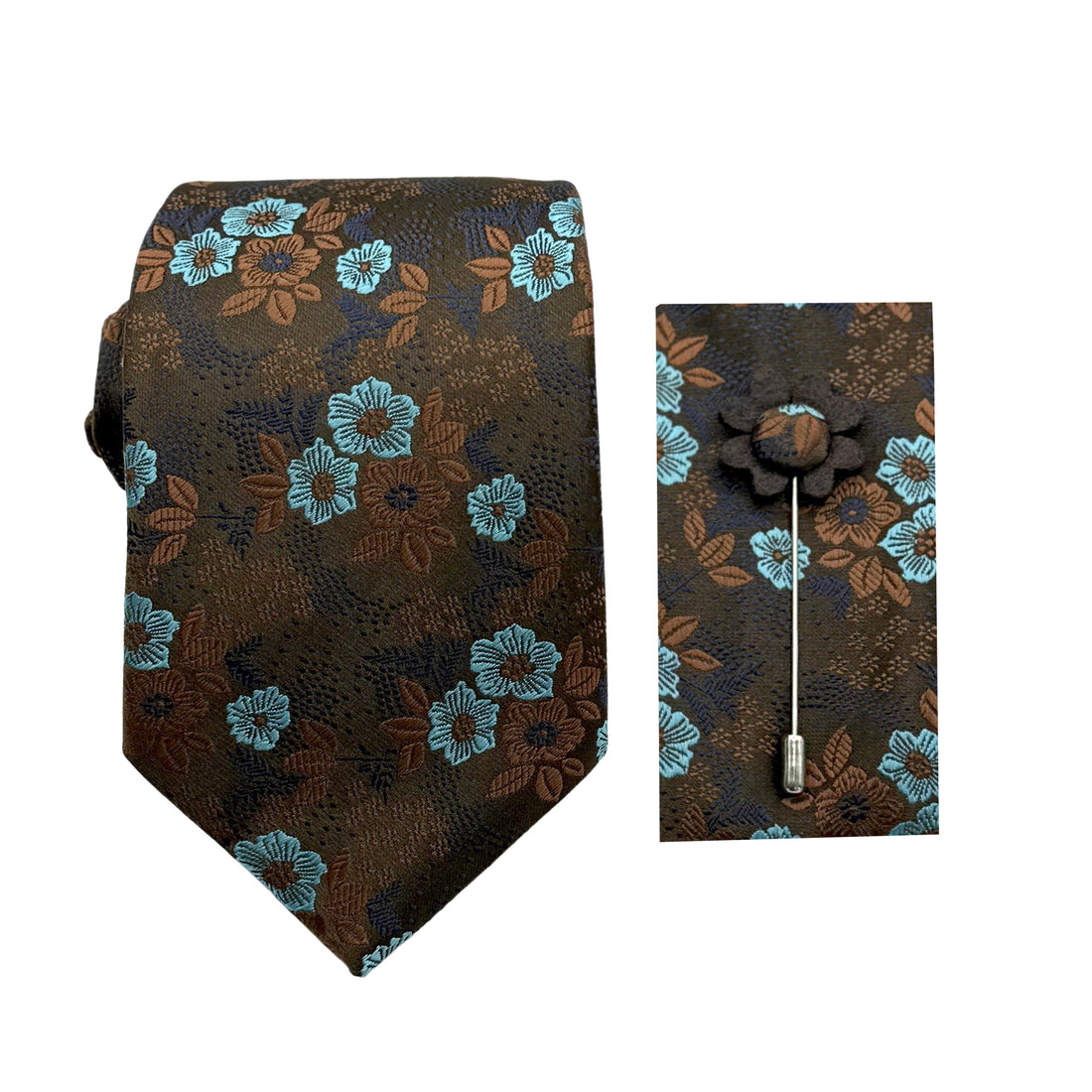 James Adelin Luxury Lush Floral 7.5cm Width Tie/Pocket Square/Lapel Pin Combo Set