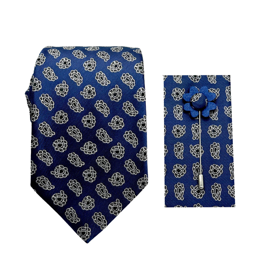 James Adelin Luxury Paisley 7.5cm Width Tie/Pocket Square/Lapel Pin Combo Set