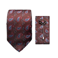 James Adelin Luxury Textured Paisley 7.5cm Width Tie/Pocket Square/Lapel Pin Combo Set