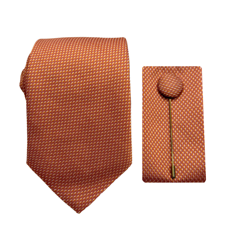 James Adelin Luxury Textured 7.5cm Width Tie/Pocket Square/Lapel Pin Combo Set