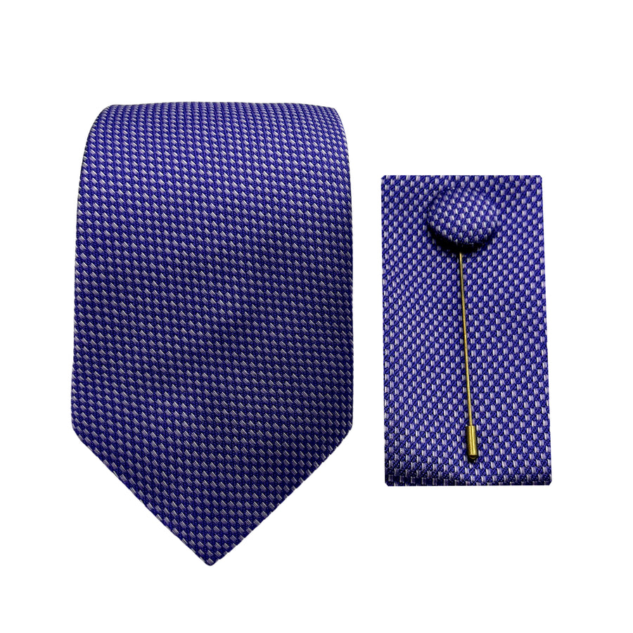 James Adelin Luxury Textured 7.5cm Width Tie/Pocket Square/Lapel Pin Combo Set