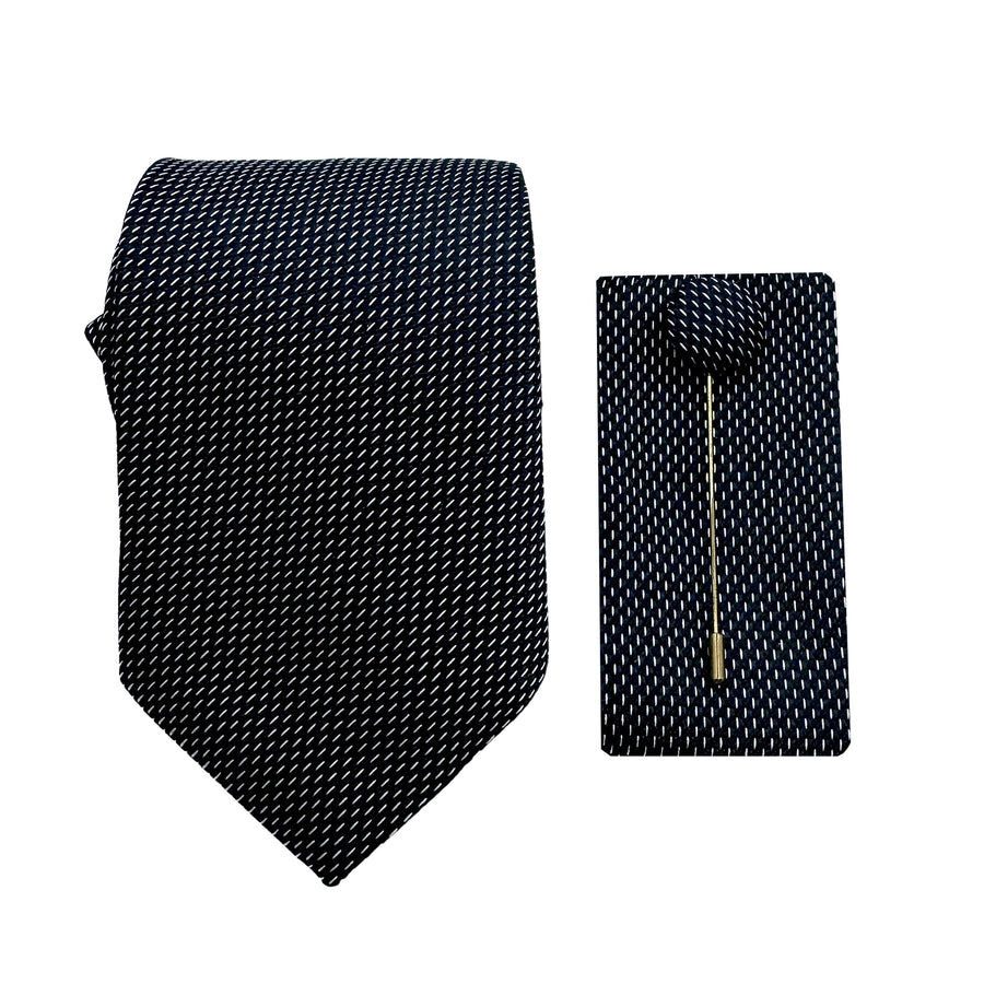 James Adelin Luxury Textured 7.5cm Width Tie/Pocket Square/Lapel Pin Combo Set