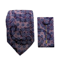 James Adelin Luxury Textured Paisley 7.5cm Width Tie/Pocket Square/Lapel Pin Combo Set