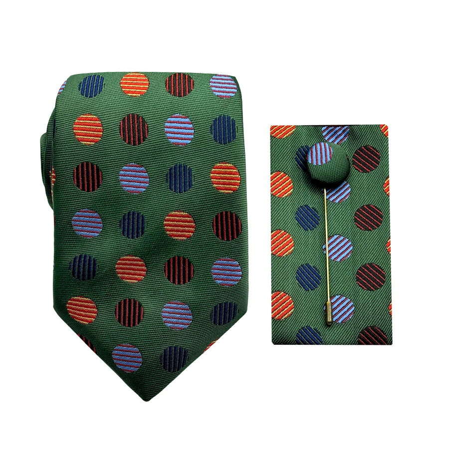 James Adelin Luxury Polka 7.5cm Width Tie/Pocket Square/Lapel Pin Combo Set