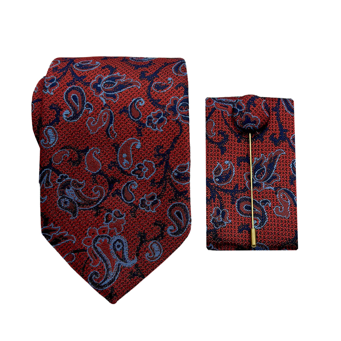 James Adelin Luxury Paisley 7.5cm Width Tie/Pocket Square/Lapel Pin Combo Set