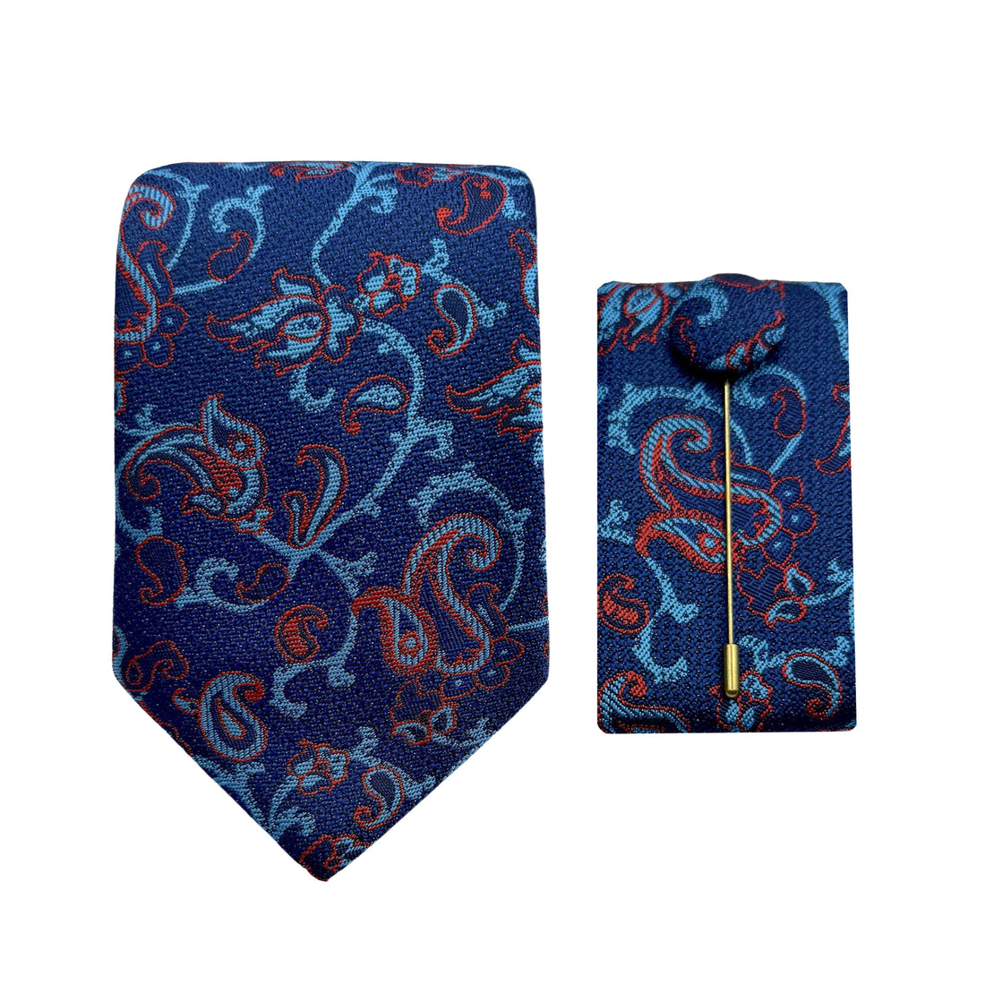 James Adelin Luxury Paisley 7.5cm Width Tie/Pocket Square/Lapel Pin Combo Set