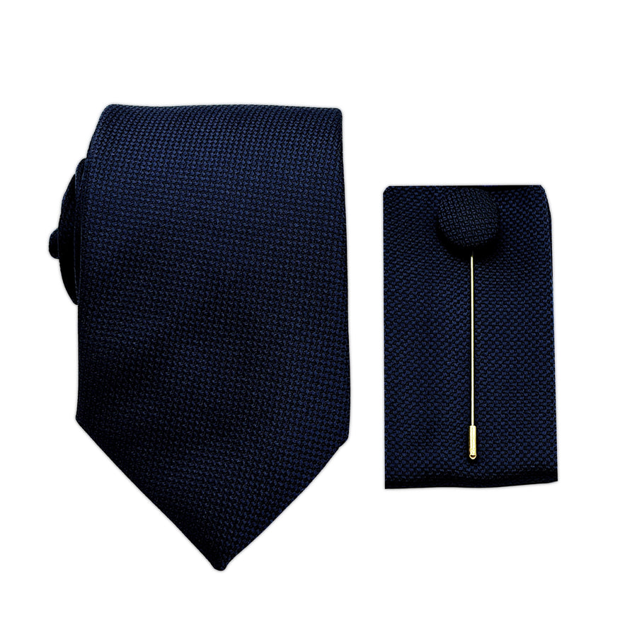 JAOXFORDCOMBO James Adelin Luxury Oxford Weave 7.5cm Width Tie/Pocket Square/Lapel Pin Combo Set