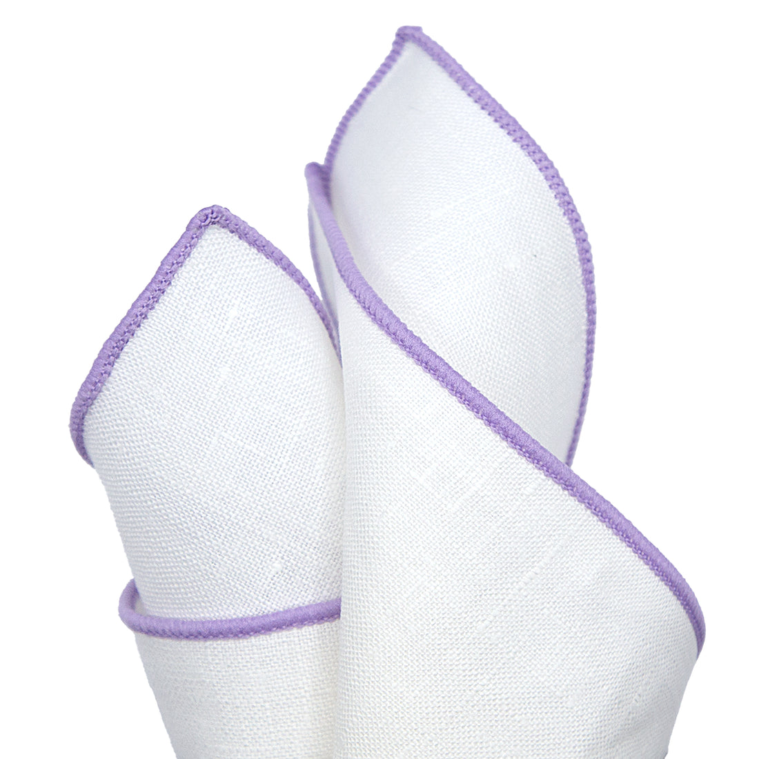 James Adelin Luxury Lilac Coloured Border Pure Linen Weave Pocket Square