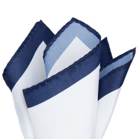 James Adelin Luxury Satin Weave Navy Coloured Border Pocket Square