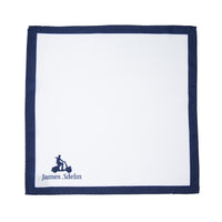 James Adelin Luxury Satin Weave Navy Coloured Border Pocket Square