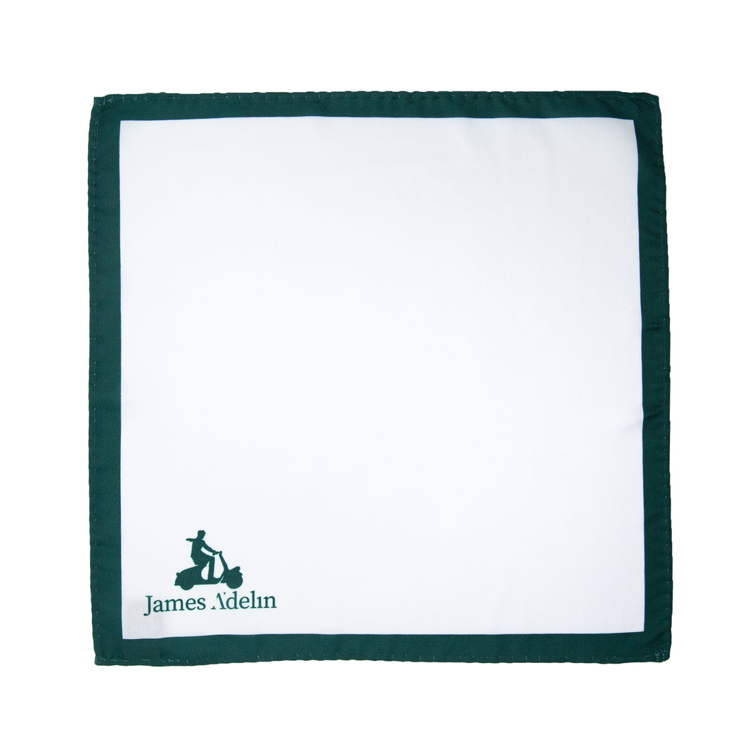 James Adelin Luxury Satin Weave Dark Green Coloured Border Pocket Square