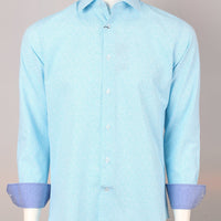 James Adelin Long Sleeve Shirt in Turquoise Summer Print