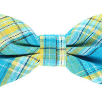 James Adelin Pocket Square, Flower and Bow Tie Combo in Turquoise Check