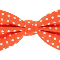 James Adelin Pocket Square, Flower and Bow Tie Combo in Orange and White Polka Dot