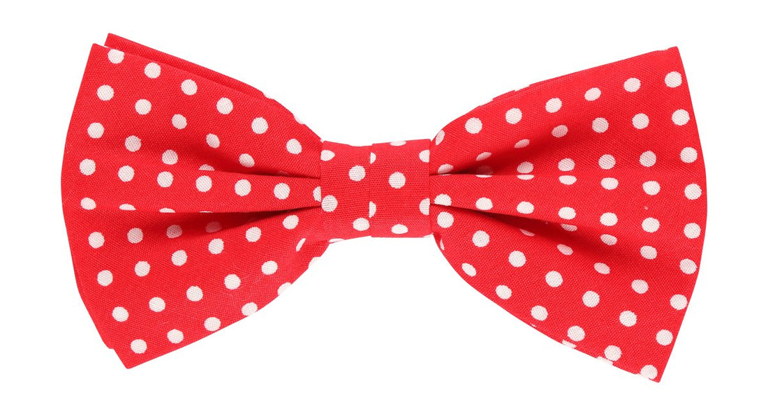 James Adelin Pocket Square, Flower and Bow Tie Combo in Red and White Polka Dot