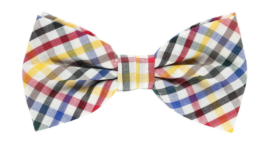 James Adelin Pocket Square, Flower and Bow Tie Combo in Multicolour Mini Check