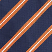 James Adelin Luxury Large Regimental Stripe Pocket Square in Navy and Orange