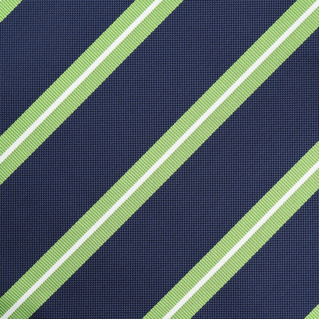 James Adelin Luxury Regimental Stripe Pocket Square in Navy, Lime and White