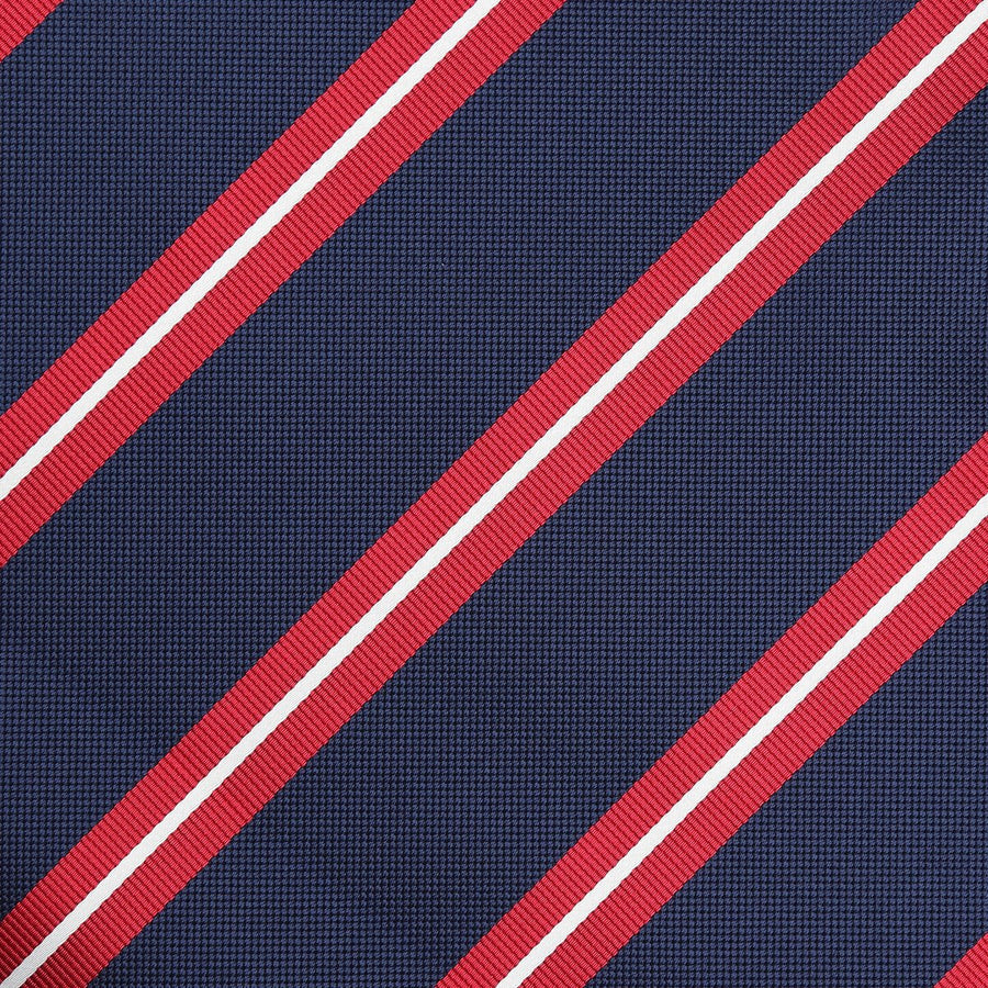 James Adelin Luxury Regimental Stripe Pocket Square in Navy and Red