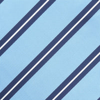 James Adelin Luxury Large Regimental Stripe Pocket Square in Sky, Navy and White