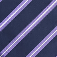 James Adelin Luxury Regimental Stripe Pocket Square in Navy and Purple