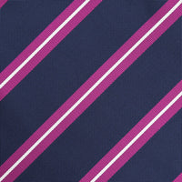 James Adelin Luxury Large Regimental Stripe Pocket Square in Navy, Magenta and White