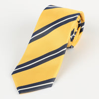 James Adelin Luxury Neck Tie in Gold, Navy and White Regimental Stripe