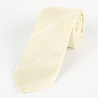 James Adelin Luxury Neck Tie in Ivory and White Regimental Stripe