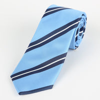 James Adelin Luxury Neck Tie in Sky and White Regimental Stripe