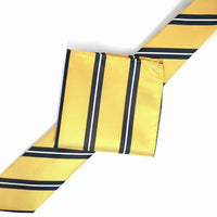 James Adelin Luxury Neck Tie in Gold, Navy and White Regimental Stripe