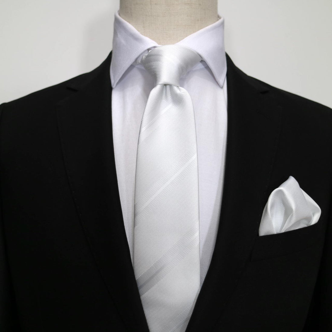 James Adelin Luxury Neck Tie in White Regimental Stripes