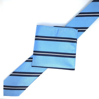 James Adelin Luxury Neck Tie in Sky and White Regimental Stripe