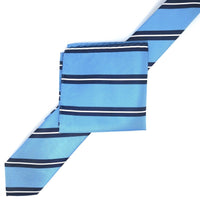 James Adelin Luxury Large Regimental Stripe Pocket Square in Turquoise and Navy